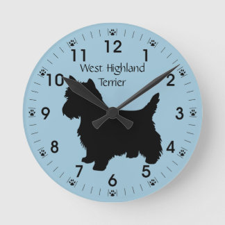 Westhochland-Terrier-HundeSilhouette Runde Wanduhr