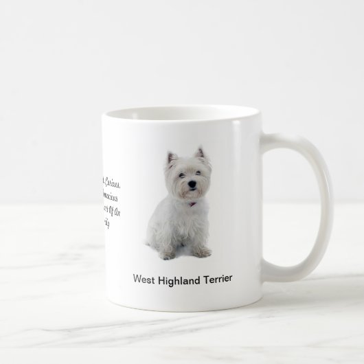 Westhochland-Terrier-Tasse mit Bildern und einem Kaffeetasse (Rechts)