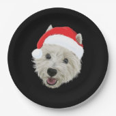 Westhochland-Terrier-WeihnachtsWeihnachtsmannmütze Pappteller (Vorderseite)