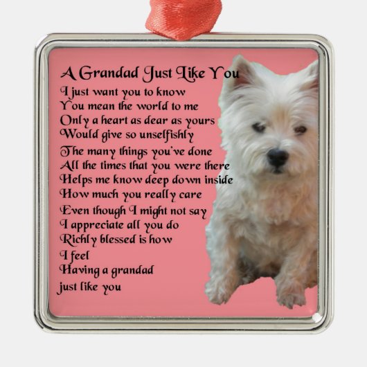 Westhochland-Terriergrandad-Gedicht Ornament Aus Metall (Vorne)