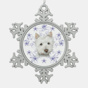 Westhochland-weiße Hundeschneeflocke-Verzierung Schneeflocken Zinn-Ornament