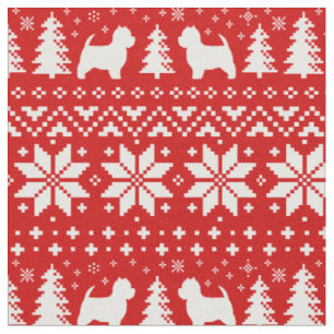 Westhochland-weiße Terrier-Weihnachtsmuster-Rot Stoff