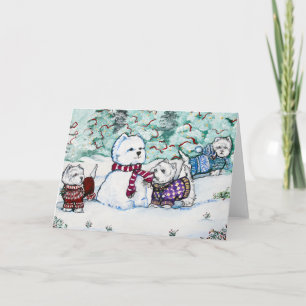 Westhochland-weißes Terrier-Schneemann Feiertagskarte