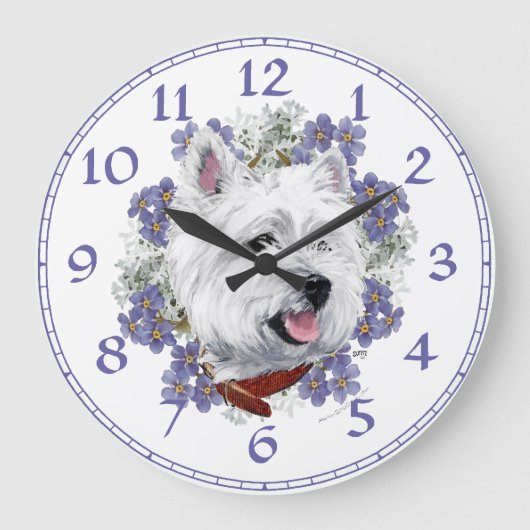 Westhochland-weißes Terrier-Uhr Große Wanduhr (Vorderseite)