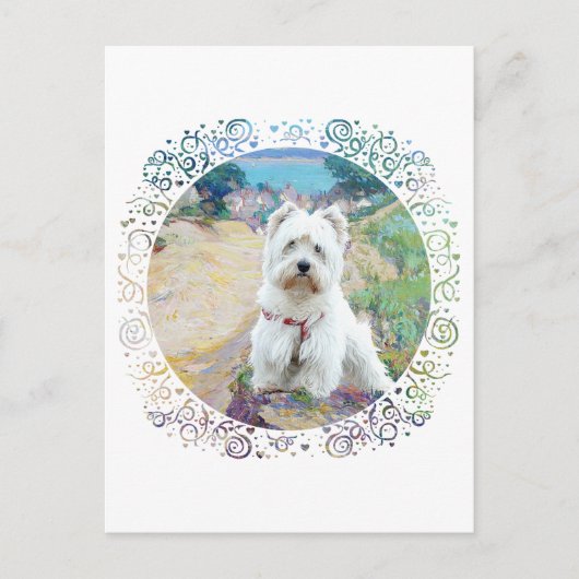 Westie an der Küste Postkarte (Vorderseite)