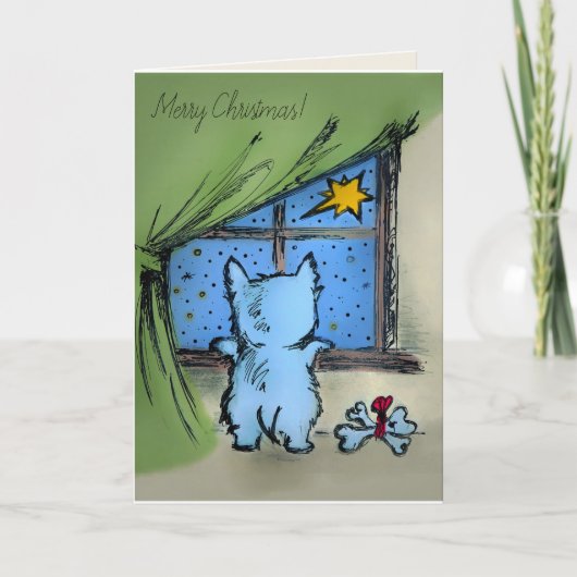 Westie and Starry Night - Frohe Weihnachten (Vorderseite)