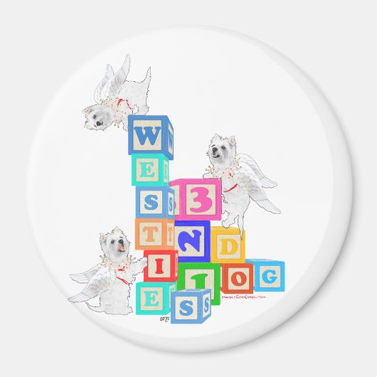 Westie Angel Blocks Magnet (Vorne)