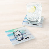 Westie Angel Glass Untersetzer (Schrägansicht)