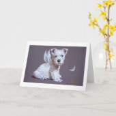 Westie Angel Karte (Gelbe Blume)