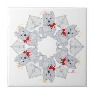 Westie Angel Schneeflocke Fliese