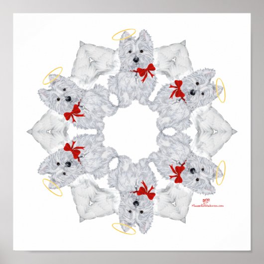Westie Angel Schneeflocke Poster (Vorne)