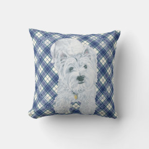 Westie auf Tartan-KISSEN Kissen