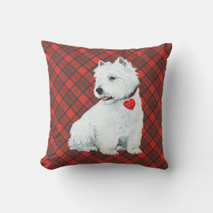 Westie auf Tartan-KISSEN Kissen
