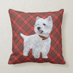 Westie auf Tartan-KISSEN Kissen