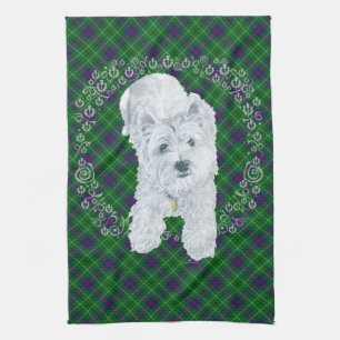 Westie auf Tartan Küchentuch