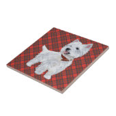 Westie auf Tartan TILE Fliese (Seite)
