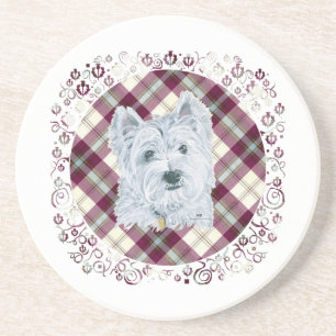 Westie auf Tartan Untersetzer