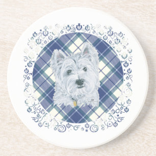 Westie auf Tartan Untersetzer