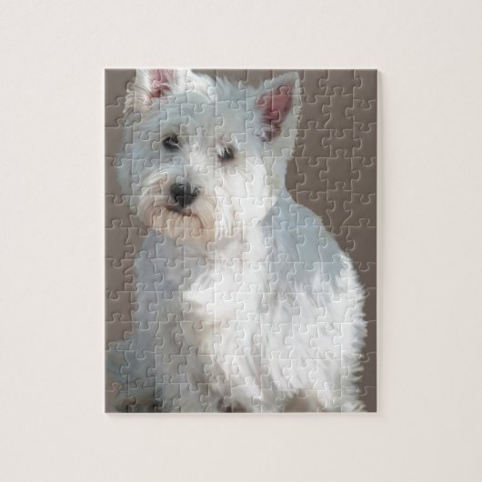 WESTIE AUF TAUPE PUZZLE (Vertikal)