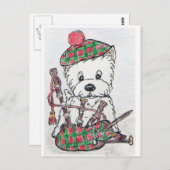 Westie Bagpipe Postkarte (Vorne/Hinten)