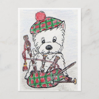 Westie Bagpipe Postkarte