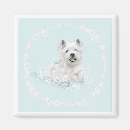 Westie Bath Time Fun Magnet (Vorne)
