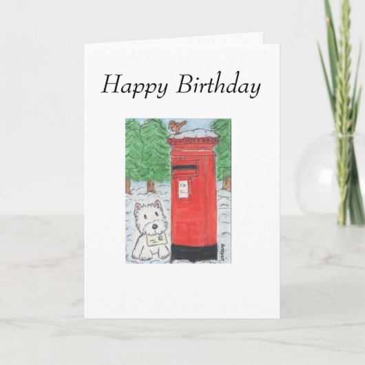Westie Birthday Card Westie posting Card Karte (Vorderseite)