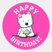 Westie BIRTHDAY KiniArt Stickers (Vorderseite)
