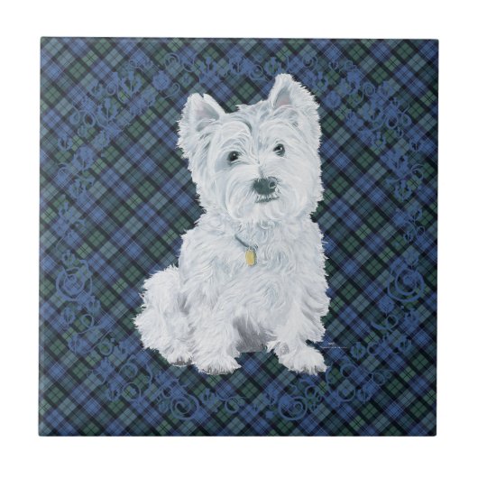 Westie Black Watch Tartan Fliese (Vorderseite)