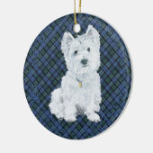 Westie Black Watch Tartan Keramik Ornament (Links)
