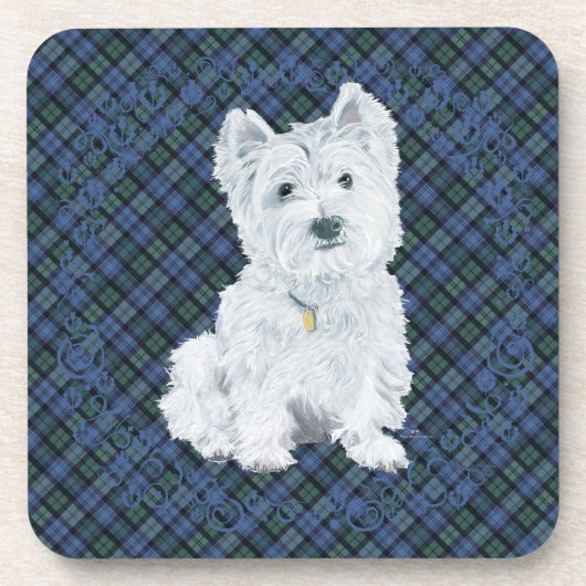 Westie Black Watch Tartan Untersetzer (Vorderseite)