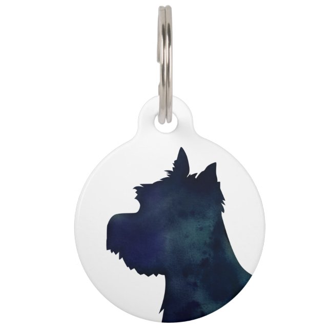 Westie Black Waterolor Silhouette Dog Haustiermarke (Vorderseite)