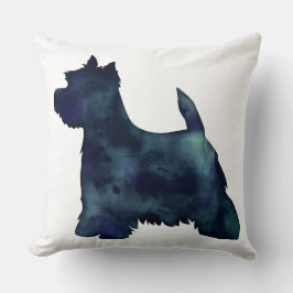 Westie Black Waterolor Silhouette Dog Kissen