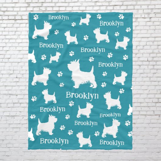 Westie Blanket Personalisiert West Highland Terrie Fleecedecke