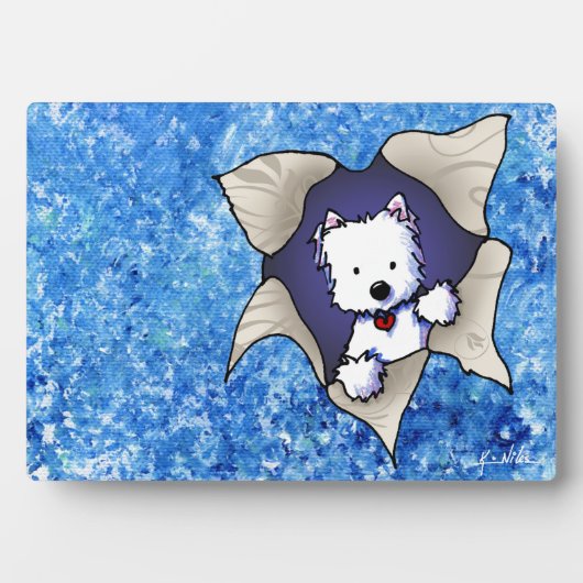 Westie Blast auf Blue Plaque Fotoplatte (Vorderseite)