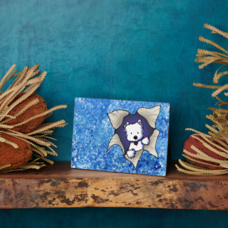 Westie Blast auf Blue Plaque Fotoplatte