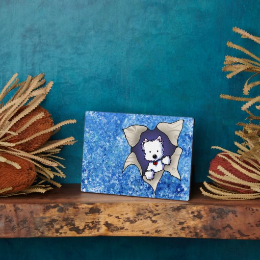 Westie Blast auf Blue Plaque Fotoplatte (Seite)