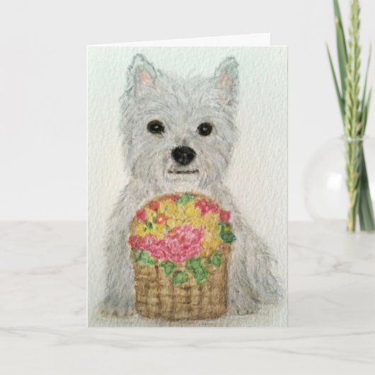 Westie Blume Aquarell Geburtstag Muttertag Karte (Vorderseite)
