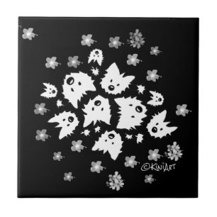 Westie Bouquet Tile Fliese