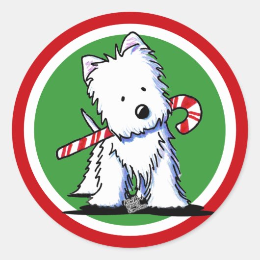 Westie Candy Cane Süsse Stickers (Vorderseite)