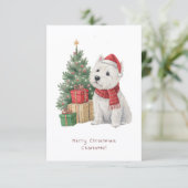 Westie Cheeky Dog Cute Christmas Card Personalise (Stehend Vorderseite)