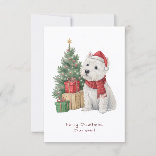 Westie Cheeky Dog Cute Christmas Card Personalise (Vorderseite)