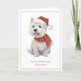 Westie Cheeky Dog Cute Christmas Card Personalise Feiertagskarte
