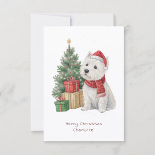 Westie Cheeky Hund Süße Weihnachtskarte Personalis