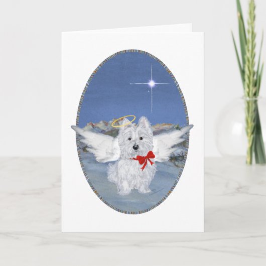 Westie Christmas Angel Feiertagskarte (Vorderseite)