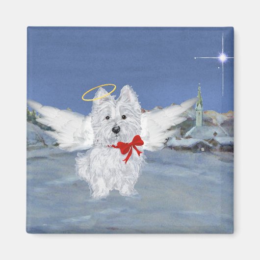 Westie Christmas Angel Magnet (Vorne)