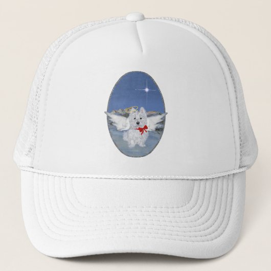 Westie Christmas Angel Truckerkappe (Vorderseite)