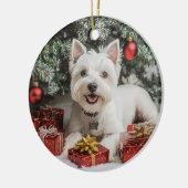 Westie Christmas Keramik Ornament (Links)