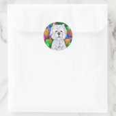 Westie Christmas Open Geschenke Runder Aufkleber (Tasche)