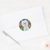 Westie Christmas Open Geschenke Runder Aufkleber (Umschlag)